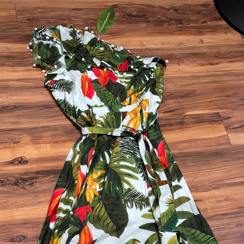FARM RIO Cocoa Forest One-Shoulder Dress Women's XL NWT